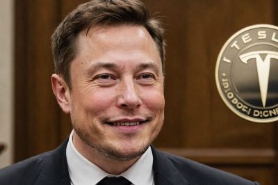 Elon Musk im Gerichtssaal mit Tesla und Dogecoin