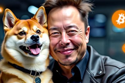 Elon Musk mit Shiba Inu Hund